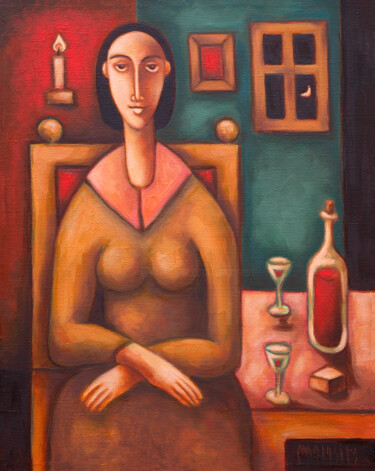 Waiting for love 3. Pintura titulada "Waiting for love 3." por Zsolt Malasits, Obra de arte original, Oleo Montado en Bastidor de camilla de mad…