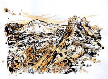 Schilderij getiteld "Panorama Corté - Co…" door Nicolas Le Guillou, Origineel Kunstwerk, Inkt