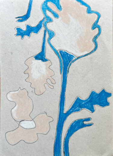 Painting titled "Arbre bleu rose" by Patricia Lardé, Original Artwork, Conté
