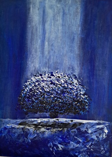 Painting titled "The tree of hope" by Larisa Mustopulu, Original Artwork, Tempera Mounted on Cardboard