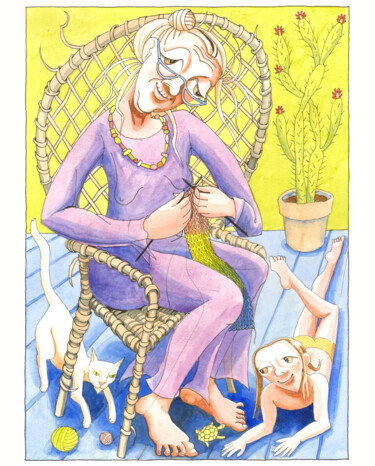 Schilderij getiteld "Weisheit" door Regina Riegler, Origineel Kunstwerk, Inkt