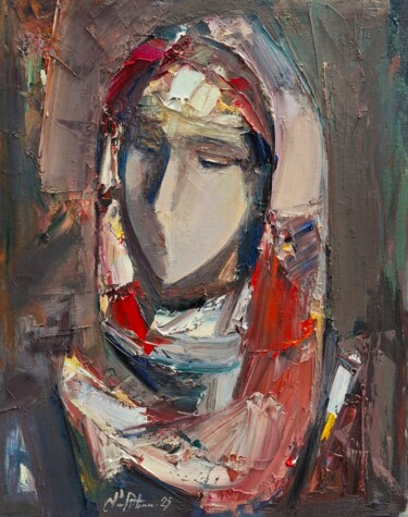Feminine Beauty Schilderij getiteld "Feminine Beauty" door Mateos Sargsyan, Origineel Kunstwerk, Olie Gemonteerd op Frame voor houten branca…