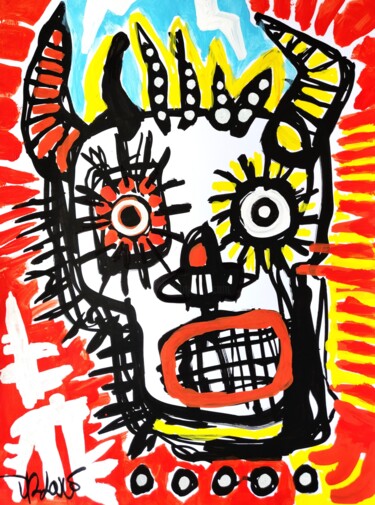 绘画 标题为“Skull with horns” 由Dr. Love, 原创艺术品, 丙烯