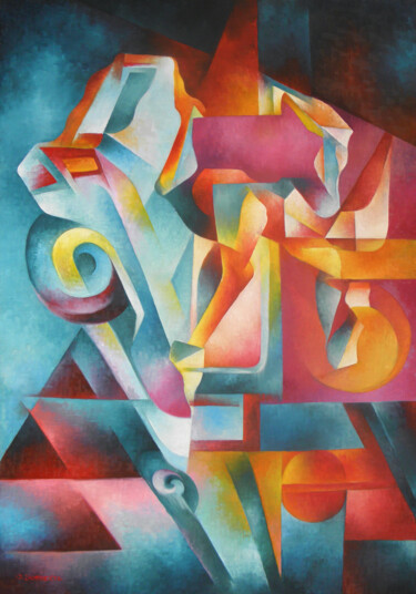 Abstracción dinámica Pittura intitolato "Abstracción dinámica" da Omar Sorriente, Opera d'arte originale, Olio