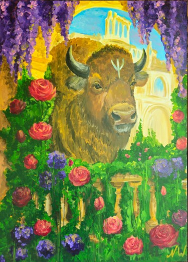 Spirit of the Sacred Garden 绘画 标题为“Spirit of the Sacre…” 由Natalia Wilkinson, 原创艺术品, 丙烯 安装在木质担架架上