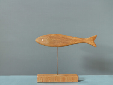 wooden fish with bright copper eye "wooden fish with br…" başlıklı Heykel Mrivserg tarafından, Orijinal sanat, Ahşap