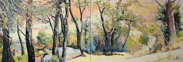 绘画 标题为“FORÊT DE PINS (Dipt…” 由Jean-Paul Schmitt, 原创艺术品, 油 安装在木质担架架上