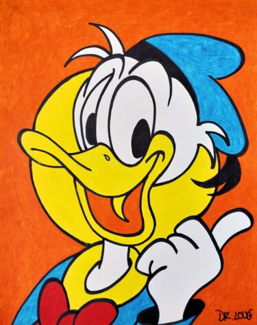 Pittura intitolato "Donald Duck" da Dr. Love, Opera d'arte originale, Pastello