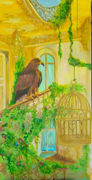 绘画 标题为“Eagle in the Abando…” 由Natalia Wilkinson, 原创艺术品, 丙烯 安装在木质担架架上