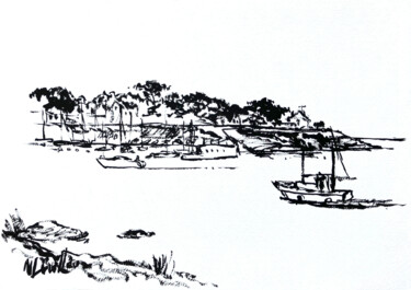 "Pornic 2" başlıklı Tablo Nicolas Le Guillou tarafından, Orijinal sanat, Mürekkep