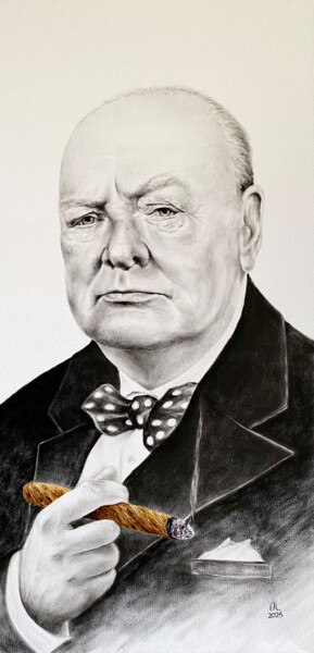 Churchill Pittura intitolato "Churchill" da Volodymyr Nezdiimynoha, Opera d'arte originale, Olio Montato su Telaio per barella in legno