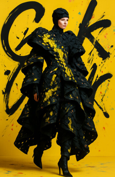 A BLACK AND YELLOW VISUAL MANIFESTO Digital Arts titled "A BLACK AND YELLOW…" by Umur Hozatli, Original Artwork, AI generated image Mounted on artwork_cat.
