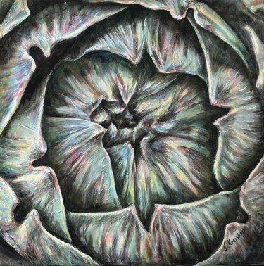 Artichoke cool green Ζωγραφική με τίτλο "Artichoke cool green" από Olga Gukasova, Αυθεντικά έργα τέχνης, Ακρυλικό Τοποθετήθηκε στο Ξύλινο φορείο…