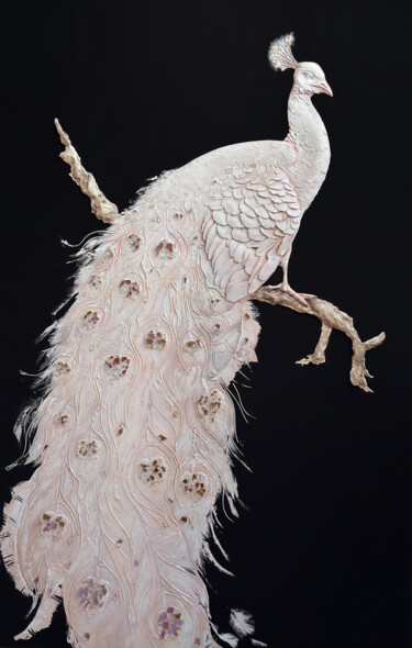 「peacock」というタイトルの絵画 Natallia Zhurauliova (Zhurauliova_art)によって, オリジナルのアートワーク, アクリル ウッドパネルにマウント