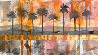 数字艺术 标题为“Desert Palms at Dus…” 由Miriam-Feyga Bunimovich, 原创艺术品, 数字拼贴