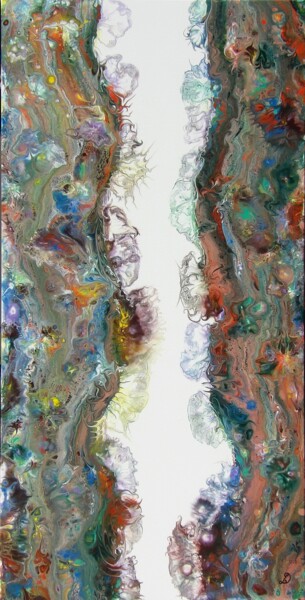 Schilderij getiteld "Le passage des offr…" door Derollepot, Origineel Kunstwerk, Acryl Gemonteerd op Frame voor houten branc…