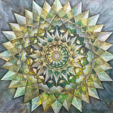 Star of the Heart – Sacred Geometry Painting from Bali Schilderij getiteld "Star of the Heart –…" door Sasha Tovstik, Origineel Kunstwerk, Acryl