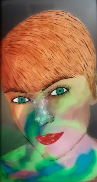 Painting titled "DANIIL" by Dominique Bardoul, Original Artwork, Ink Mounted on Metal