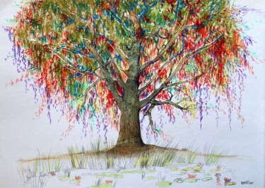 Peinture intitulée "Fantasy with Flower…" par Rakhmet Redzhepov, Œuvre d'art originale, Acrylique