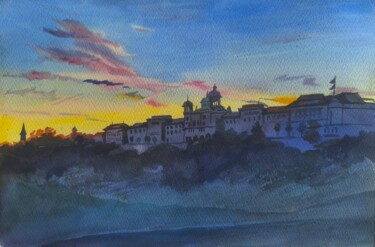 Twilight Over Bern Painting titled "Twilight Over Bern" by Sofi Oleinik, Original Artwork, Watercolor