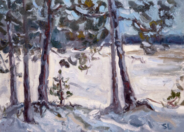 Картина под названием "Winter Stillness" - Svetlana Lebedeva, Подлинное произведение искусства, Масло