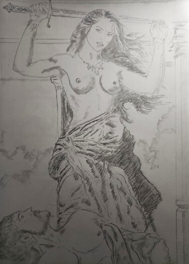 제목이 "La vendetta"인 그림 Alberto Luppi Musso로, 원작, 연필