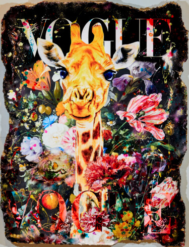 Schilderij getiteld "Voque Giraffe" door Custom De Biest, Origineel Kunstwerk, Lak