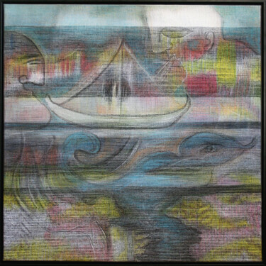 Textile Art titled "Sicherer Hafen" by Danjana Brandes, Original Artwork, Chalk Mounted on Wood Stretcher frame