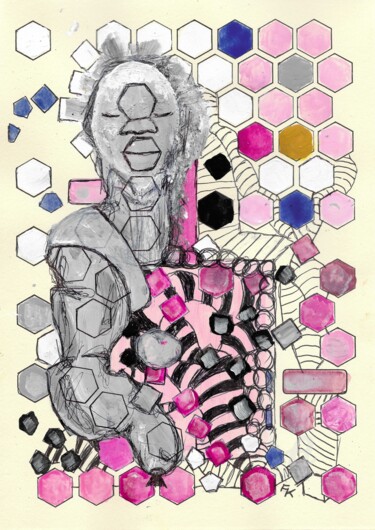 Painting titled "Meditation Nr. 1" by Franziska Kolbe, Original Artwork, Stencil