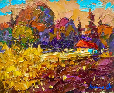 Painting titled "Warm evening" by Oleksiy Ivanyuk, Original Artwork, Oil Mounted on Wood Stretcher frame