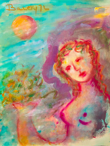 Schilderij getiteld "La petite sirène" door Henriette Barety, Origineel Kunstwerk, Gouache