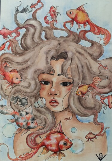 绘画 标题为“Spirito guida” 由Alessandra Ristaino, 原创艺术品, 水彩