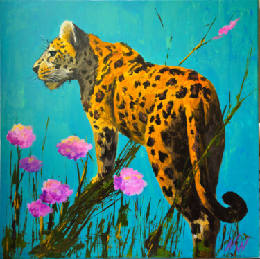 Whispers of the Wildflower Jungle 绘画 标题为“Whispers of the Wil…” 由Natalia Wilkinson, 原创艺术品, 丙烯 安装在木质担架架上