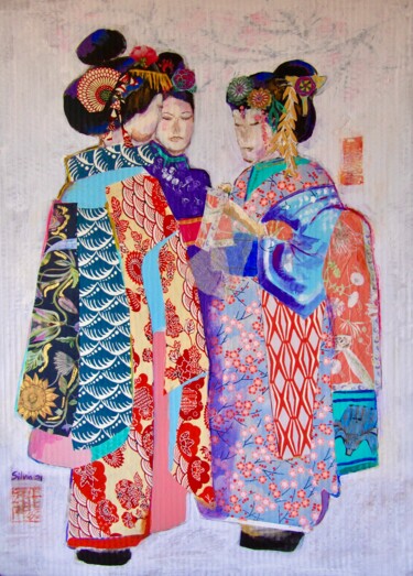 "Tres geishas" başlıklı Kolaj Silvia Sierra Sanchez tarafından, Orijinal sanat, Kolaj