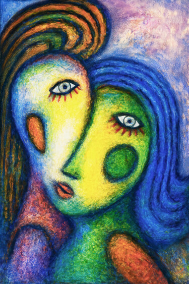 Arte digitale intitolato "Visage scindé en de…" da Pacôme Coquet, Opera d'arte originale, Immagine generata dall'IA Montato…