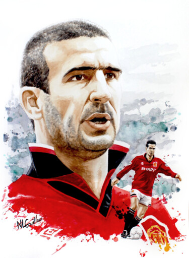 绘画 标题为“Eric Cantona” 由Nicolas Le Guillou, 原创艺术品, 水彩