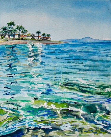 Картина под названием "Azul mediterráneo" - Silvia Sierra Sanchez, Подлинное произведение искусства, Акварель