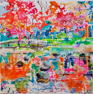 Schilderij getiteld "Jardín japonés en T…" door Silvia Sierra Sanchez, Origineel Kunstwerk, Inkt