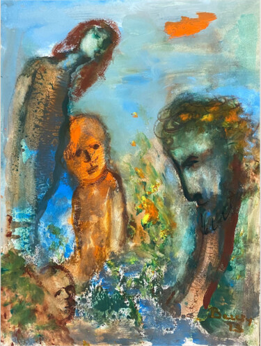 "Confidences au jard…" başlıklı Tablo Henriette Barety tarafından, Orijinal sanat, Guaş boya