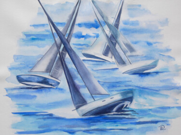 AQUARELLE originale et unique: Régate australe Картина под названием "AQUARELLE originale…" - Isabelle Redonnet, Подлинное произведение искусства, Акварель