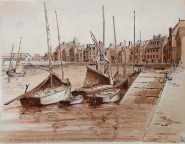 Painting titled "Le Port du Croisic…" by Thierry Brunner, Original Artwork, Ink