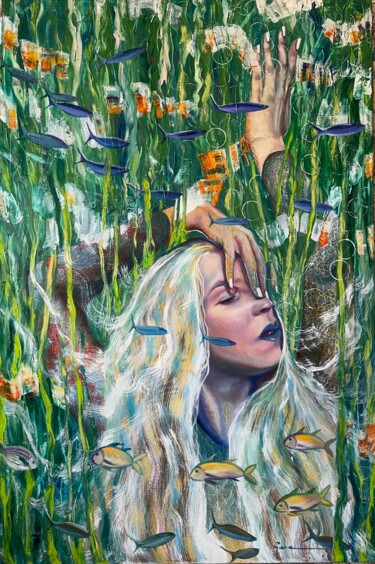 「Nymph, Swimming wit…」というタイトルの絵画 Gennadiy V. Ivanovによって, オリジナルのアートワーク, オイル