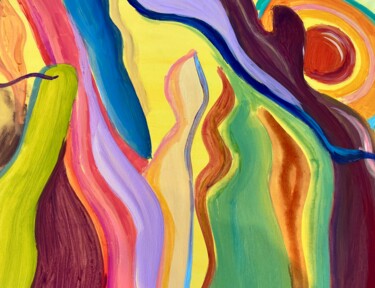 Pittura intitolato "Fantastic Garden se…" da Maria Moll, Opera d'arte originale, Acrilico Montato su Telaio per barella in l…