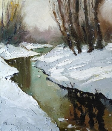 Картина под названием "Riverside" - Julia Elkina, Подлинное произведение искусства, Масло