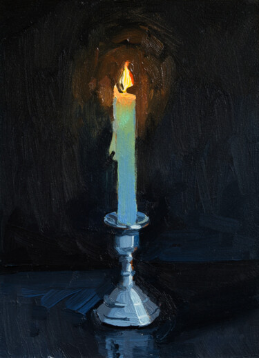 Candle in Silence Painting titled "Candle in Silence" by Serhii Zavadenko, Original Artwork, Oil