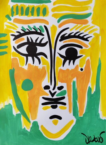 Pintura titulada "Tête de Femme ( Tri…" por Dr. Love, Obra de arte original, Acrílico
