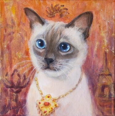 Schilderij getiteld "Siamois" door Olena Noizet, Origineel Kunstwerk, Acryl Gemonteerd op Frame voor houten brancard