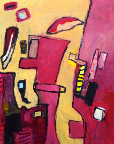 Картина под названием "Composition 7239" - Engelina Zandstra, Подлинное произведение искусства, Акрил Установлен на Деревянн…