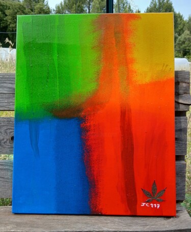 Painting titled "4 saisons" by José Cavillon, Original Artwork, Acrylic Mounted on Wood Stretcher frame