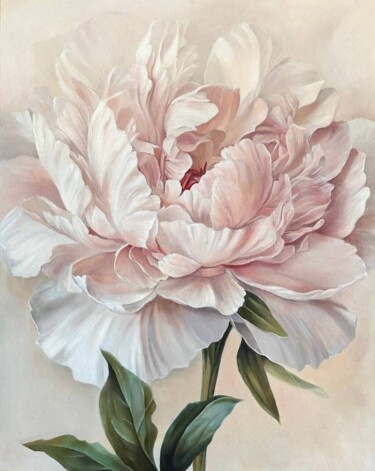 Сногшибательная картина с пионом Розовая нежность Ручная раб Painting titled "Сногшибательная кар…" by Evgenia Duvakina, Original Artwork, Oil